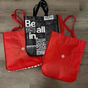 Lululemon large shopping bags | set of 3 | large | 1 black & 2 red